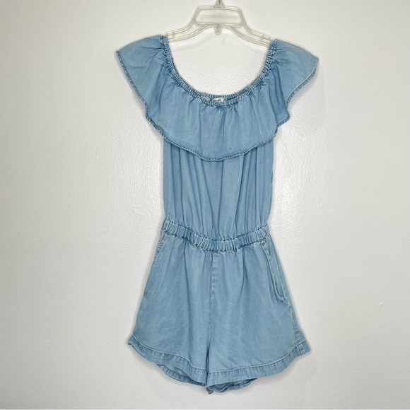 Splendid Chambray Off the Shoulder Romper Size XS - Picture 1 of 4